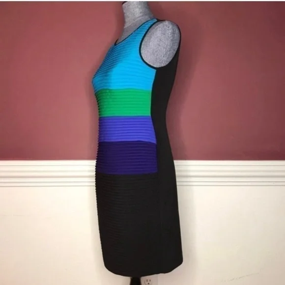 Calvin Klein color block sheath midi dress size 6p cute summer - Picture 3 of 4